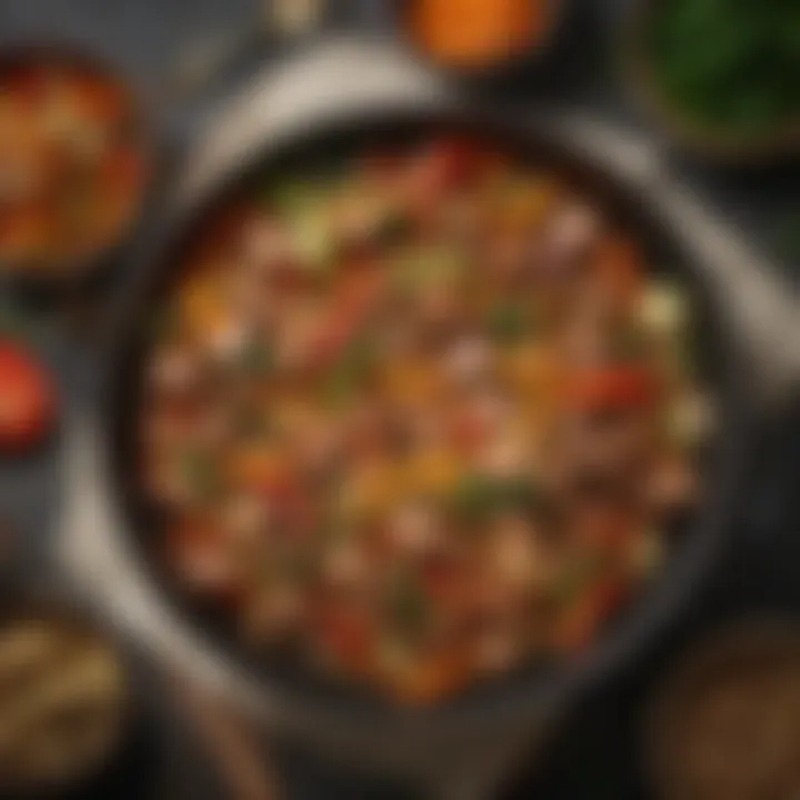Sizzling pork stir-fry with colorful vegetables