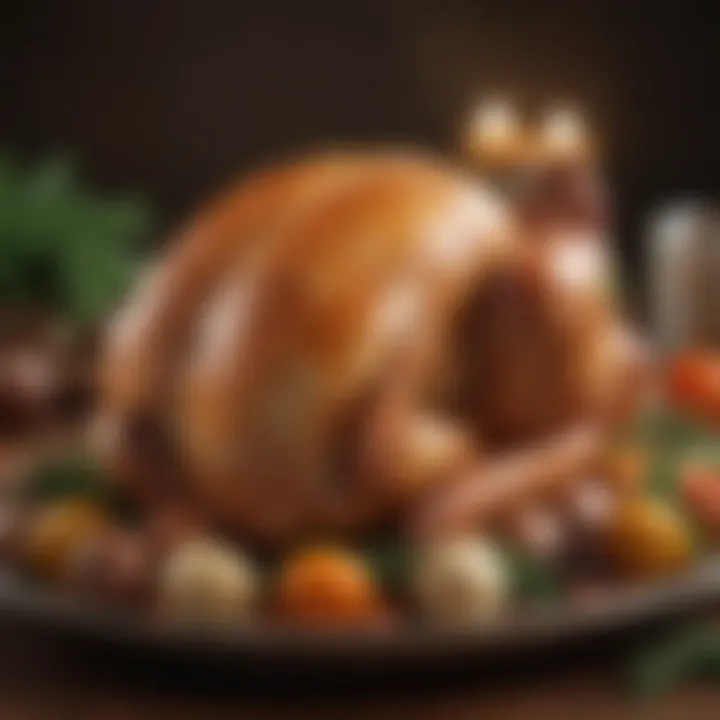 A close-up of a turkey breast stuffed with seasonal ingredients.