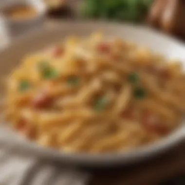 A comforting bowl of creamy pasta with fresh ingredients