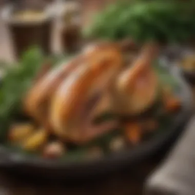 Herb-Roasted Chicken A beautifully plated roasted chicken with herbs and spices
