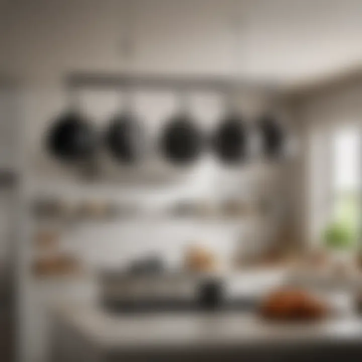Hanging pot rack showcasing aesthetic storage