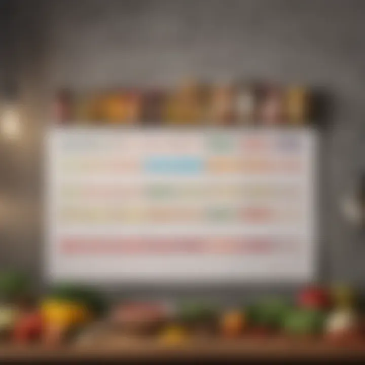 Meal planning calendar on a wall