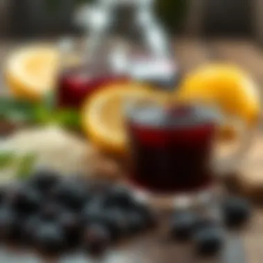 An assortment of ingredients used for making elderberry syrup tea