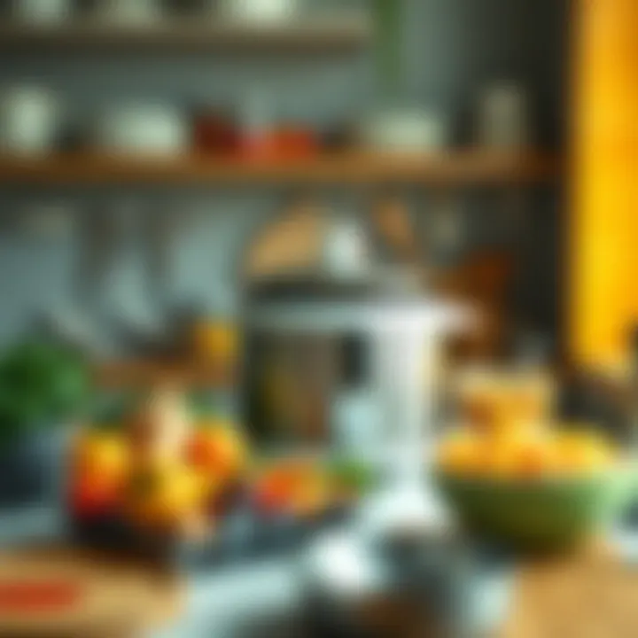 Organized Kitchen with Electric Lunch Cooker An organized kitchen scene featuring an electric lunch cooker with various ingredients ready for use.