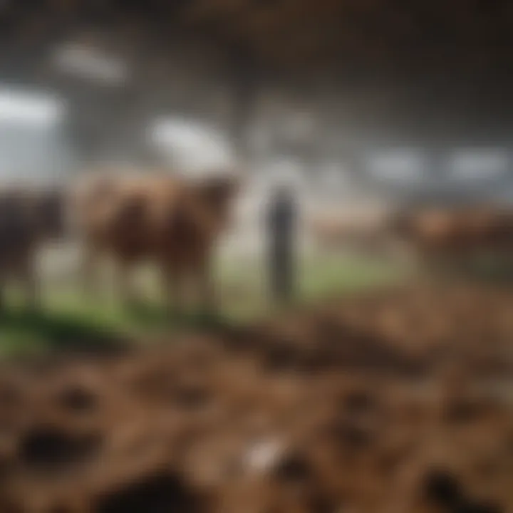 An illustration depicting the environmental impact of cattle farming practices