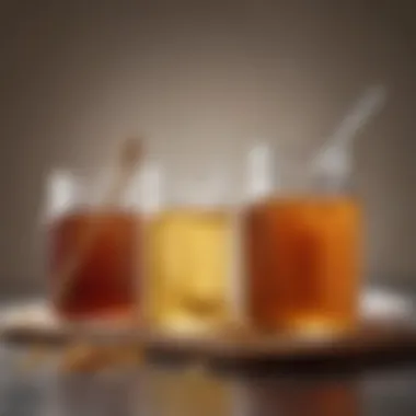 A variety of sweeteners including honey, sugar, and artificial sweeteners