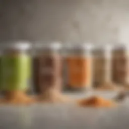 Diverse protein powder options displayed