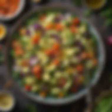 Elegant Avocado Salad An elegant avocado salad with colorful vegetables and a zesty dressing.