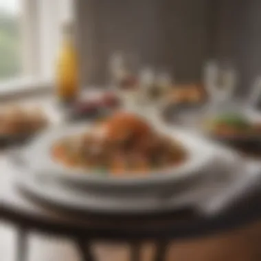Elegant Dining Experience A beautifully set dining table with an elegant meal presentation