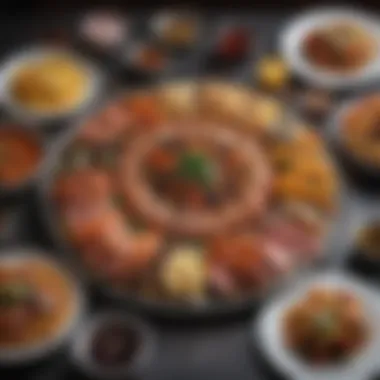 Gourmet Cuisine Platter A vibrant platter of assorted gourmet dishes showcasing various cuisines