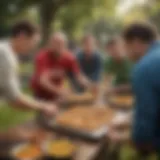 Group of adults engaged in an outdoor team game in a park