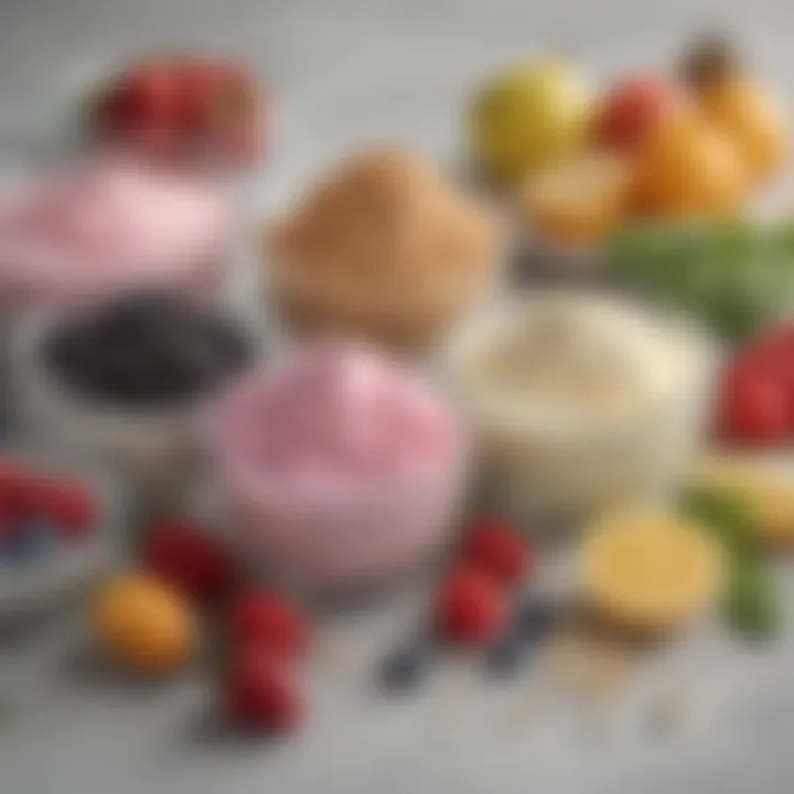 Assortment of fresh ingredients for frozen yogurt