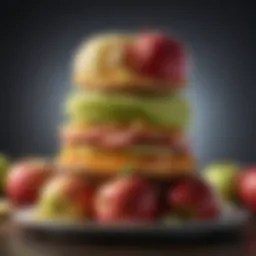 A beautifully layered apple stack showcasing different apple varieties
