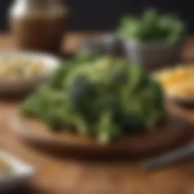 Cheesy Broccoli in a Balanced Meal A balanced meal with cheesy broccoli alongside other dishes