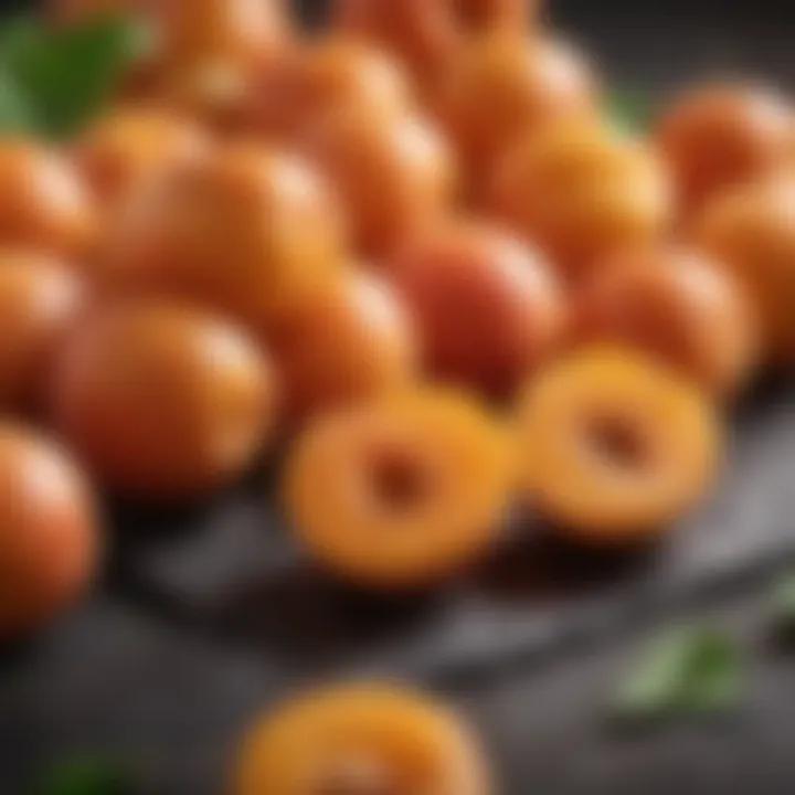 A close-up view of fresh apricots, highlighting their juicy texture and natural sweetness.