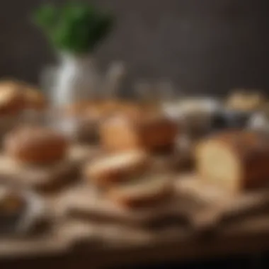 Various styles of arrowroot keto bread served on a dining table