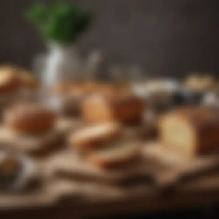 Various styles of arrowroot keto bread served on a dining table