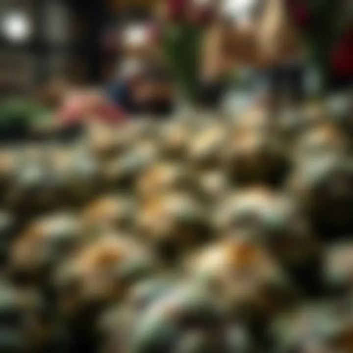 Fresh Artichokes in Market Fresh artichokes displayed in a market