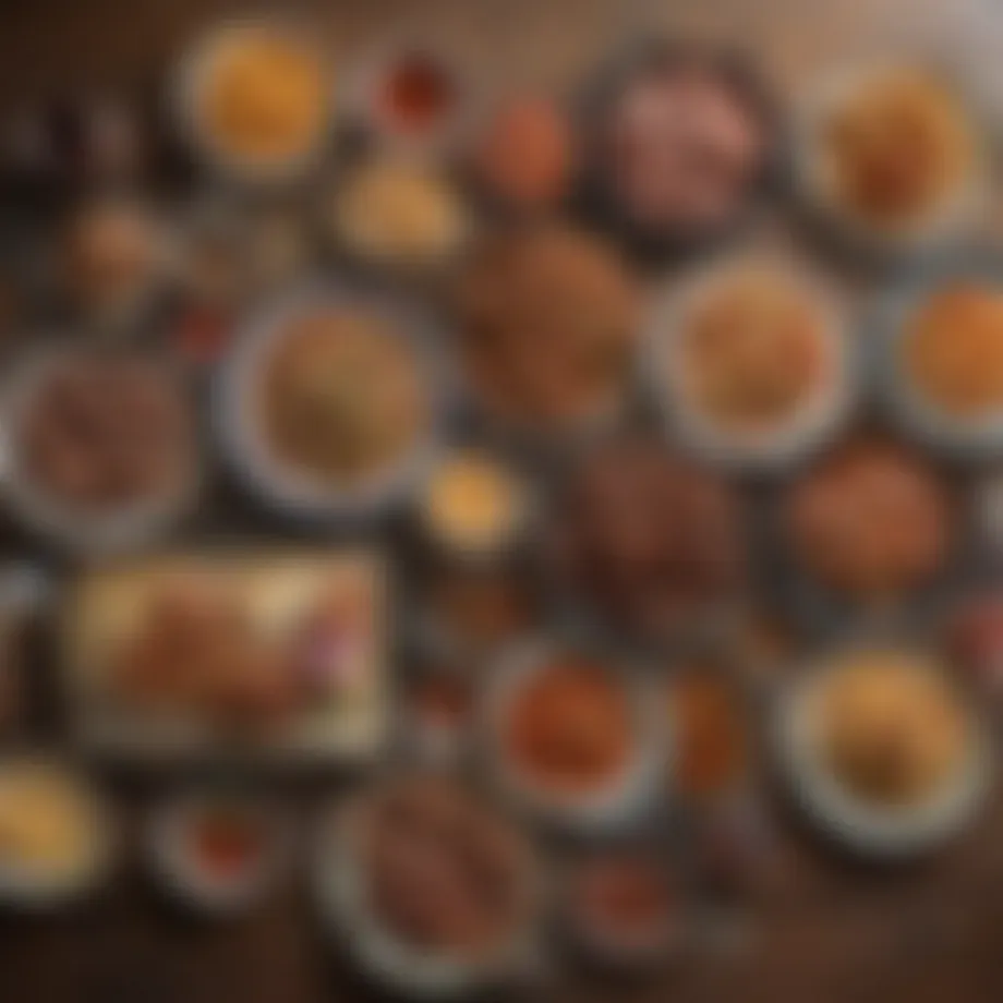 A vibrant BBQ spread showcasing regional dishes from various states