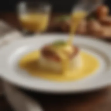 A delicate swirl of Béarnaise sauce on a gourmet plate