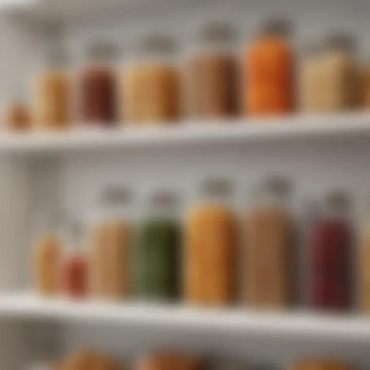 Different designs of glass containers displayed on a shelf