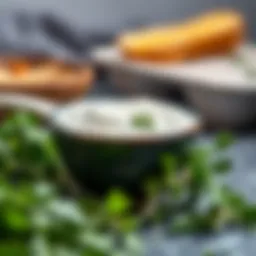 Creamy dairy-free ranch dressing in a bowl with fresh herbs