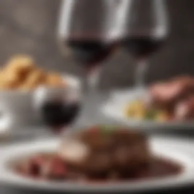 A sophisticated selection of red wines paired with premium steaks