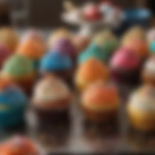 Colorful assortment of birthday cupcakes with sprinkles