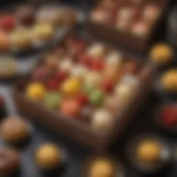 Artistic arrangement of dessert boxes featuring various sweets