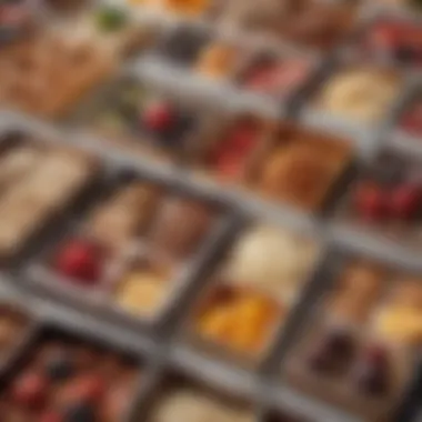 Close-up of a gourmet dessert box with unique ingredients