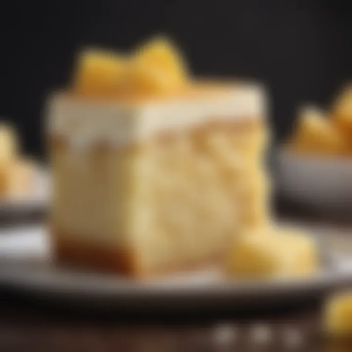 A slice of moist butter cake with frosting