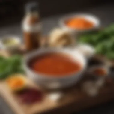 Ingredients for cham dipping sauce displayed artfully on a kitchen counter