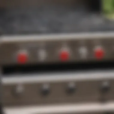 Heat Distribution in Char Broil Three-Burner Grill Close-up of the burners on a Char Broil grill demonstrating heat distribution