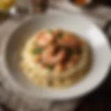 A vibrant plate of shrimp and grits showcasing traditional Lowcountry flavors