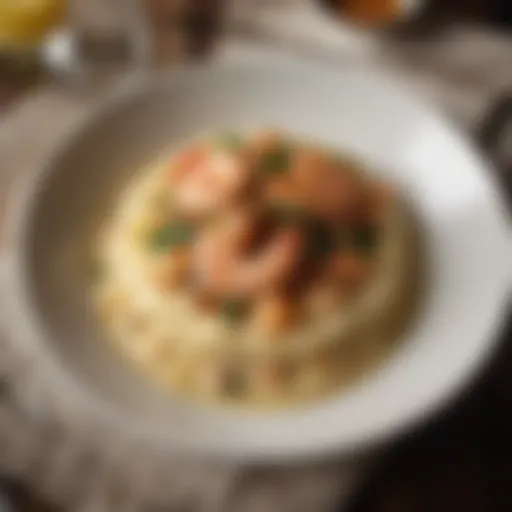 A vibrant plate of shrimp and grits showcasing traditional Lowcountry flavors