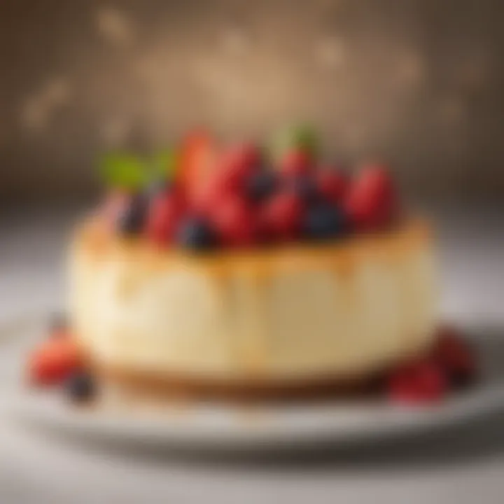 A beautifully crafted cheesecake with artistic decorations