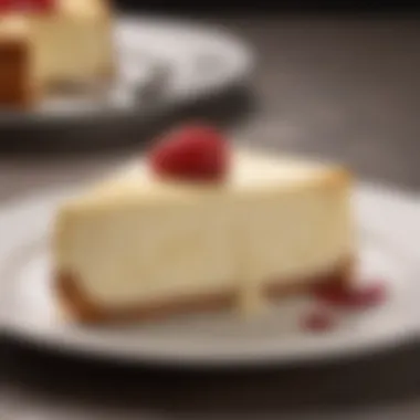 An elegant cheesecake slice captured on a fine plate