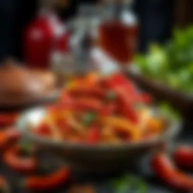 Culinary Masterpiece Enhanced by Chili A colorful dish adorned with chili seasoning, highlighting its culinary impact