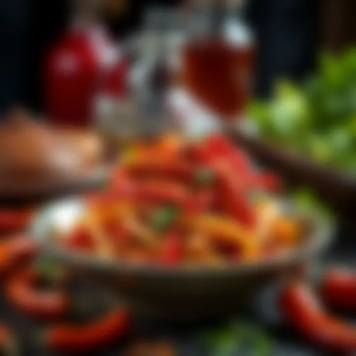 Culinary Masterpiece Enhanced by Chili A colorful dish adorned with chili seasoning, highlighting its culinary impact