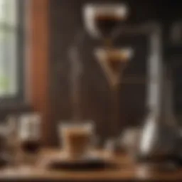 A traditional Vietnamese coffee drip setup showcasing the brewing equipment.
