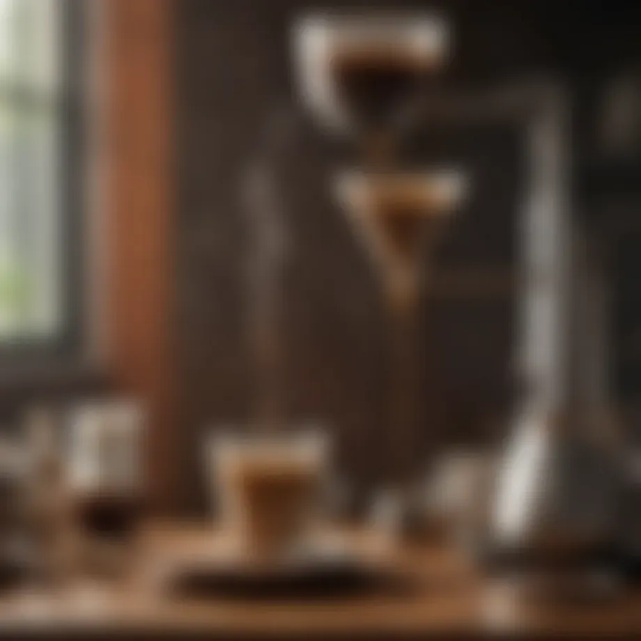 A traditional Vietnamese coffee drip setup showcasing the brewing equipment.