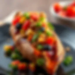 Baked sweet potato with savory toppings