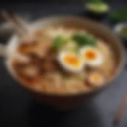 A vibrant bowl of Molly Ramen showcasing its rich broth and noodles