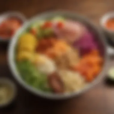 Innovative Poke Bowl Presentation A colorful Poke bowl filled with fresh ingredients and toppings