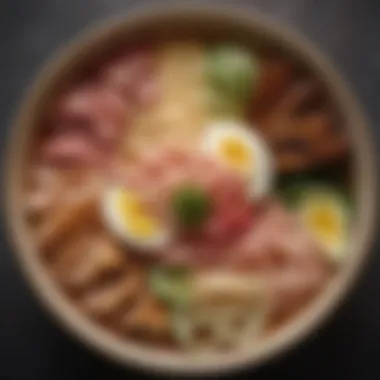 A creative arrangement merging elements of Ramen and Poke