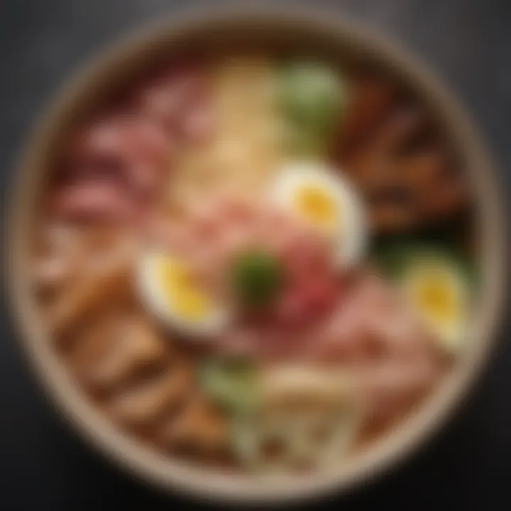 A creative arrangement merging elements of Ramen and Poke