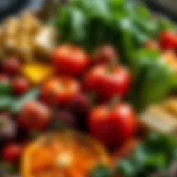 A vibrant spread of seasonal fruits and vegetables