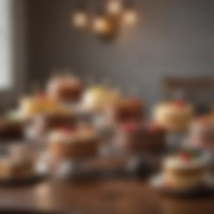 A selection of diverse cake flavors displayed elegantly on a table.