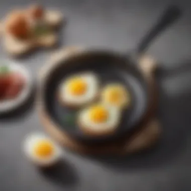 An elegantly designed non-stick frying pan with a sunny-side-up egg