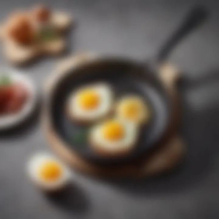 An elegantly designed non-stick frying pan with a sunny-side-up egg